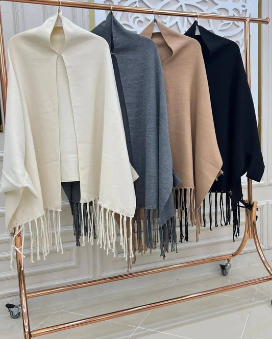 Women's Fleece Plain Cape Shawl