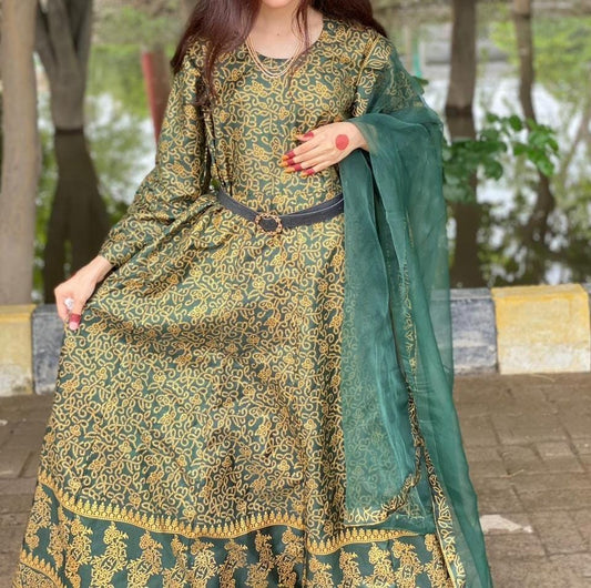 Stylixh Collection Stitched printed 3pc maxi dress for women and girls